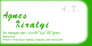 agnes kiralyi business card